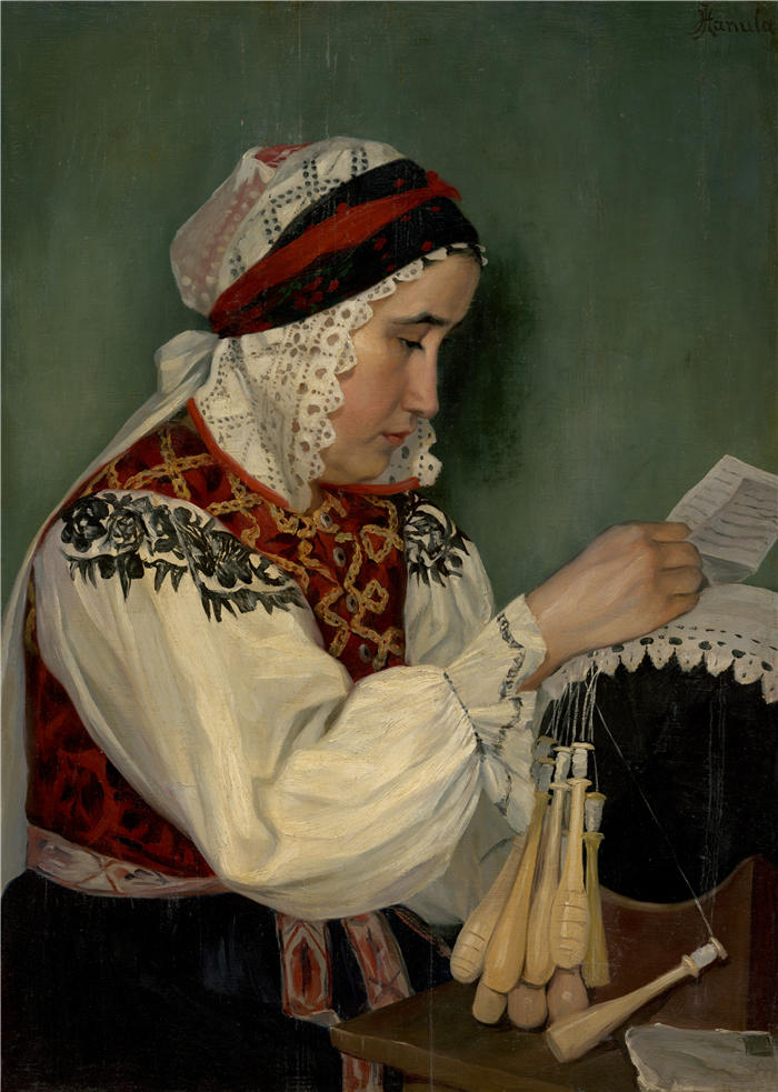 约瑟夫·哈努拉（Jozef Hanula，斯洛伐克画家）高清作品-《来自美国的信（1905-1910）》