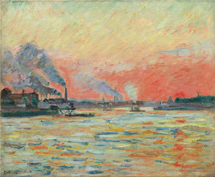 让·巴蒂斯特·阿曼德·纪尧姆（Jean Baptiste Armand Guillaumin，法国画家）高清作品-《塞纳河和马恩河在常春藤的交汇处（1889年）》