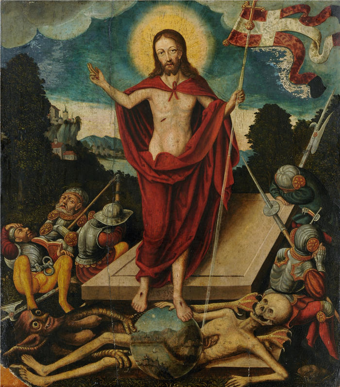 老卢卡斯·克拉纳赫(Lucas Cranach the Elder,德国画家)高清作品-《基督的复活和战胜死亡和魔鬼(1537)》