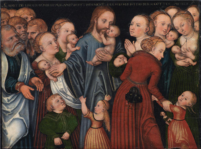 老卢卡斯·克拉纳赫(Lucas Cranach the Elder,德国画家)高清作品-《基督祝福儿童 (1537 – 1637)》