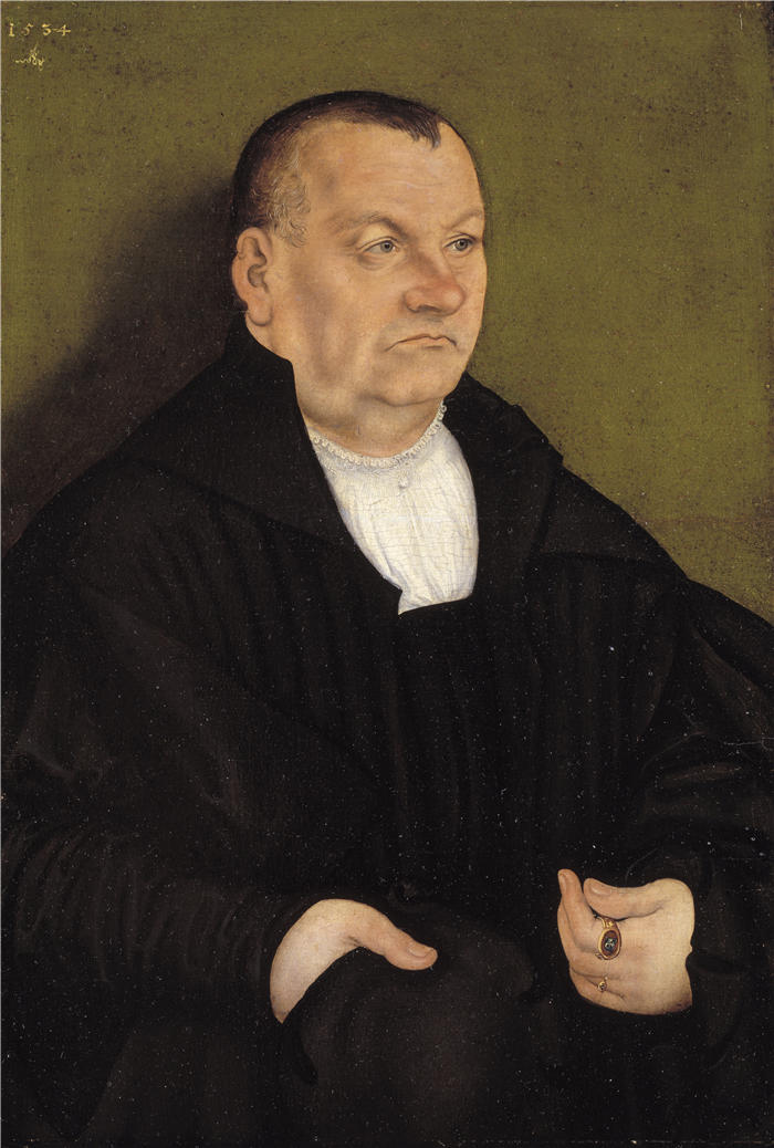 老卢卡斯·克拉纳赫(Lucas Cranach the Elder,德国画家)高清作品-《一个男人的肖像(1534)》