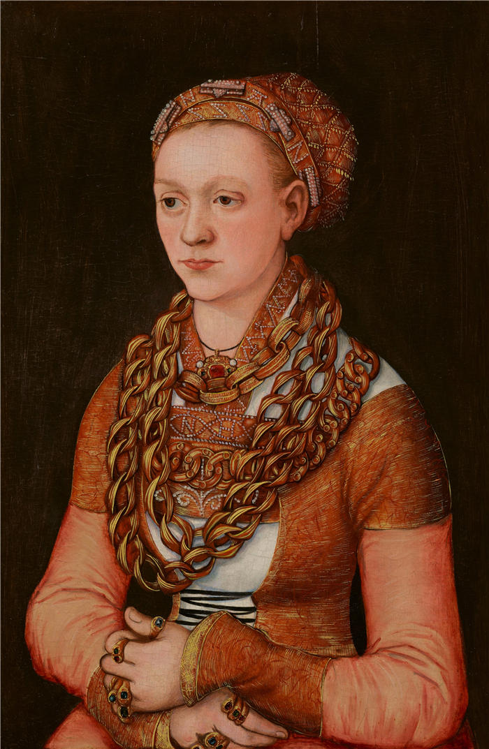 老卢卡斯·克拉纳赫(Lucas Cranach the Elder,德国画家)高清作品-《Anna Buchner 的肖像(约 1520 年)》