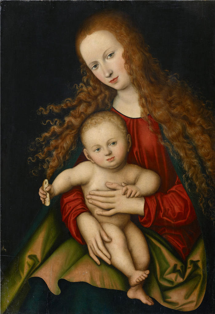 老卢卡斯·克拉纳赫(Lucas Cranach the Elder,德国画家)高清作品-《圣母子 (1529)》