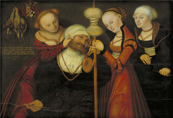 老卢卡斯·克拉纳赫(Lucas Cranach the Elder,德国画家)高清作品-《赫拉克勒斯与 Omphale (1535)》