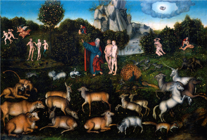 老卢卡斯·克拉纳赫（Lucas Cranach the Elder，德国画家）高清作品-《伊甸园（1530）》