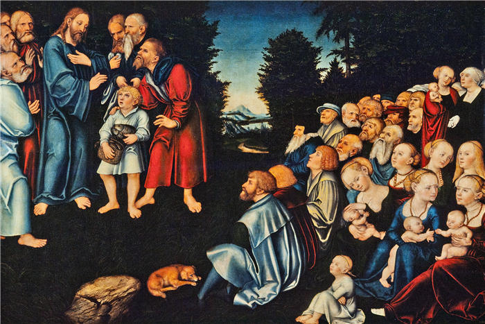 老卢卡斯·克拉纳赫(Lucas Cranach the Elder,德国画家)高清作品-《五饼二鱼的神迹》