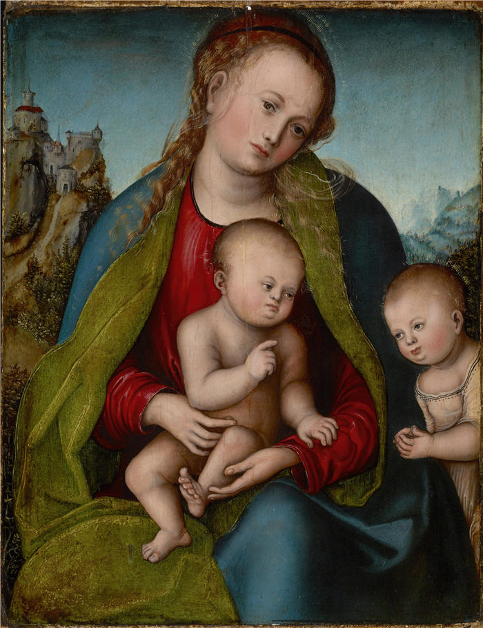 老卢卡斯·克拉纳赫(Lucas Cranach the Elder,德国画家)高清作品-《圣母玛利亚与孩子和施洗者圣约翰》