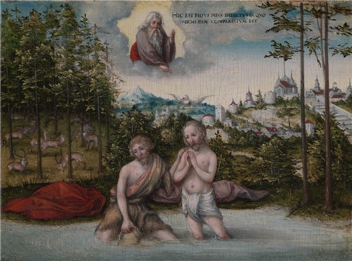 老卢卡斯·克拉纳赫(Lucas Cranach the Elder,德国画家)高清作品-《基督的洗礼(1530 年代)》