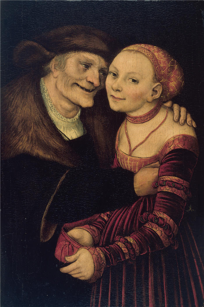 老卢卡斯·克拉纳赫(Lucas Cranach the Elder,德国画家)高清作品-《不相配的情侣 (1517)》