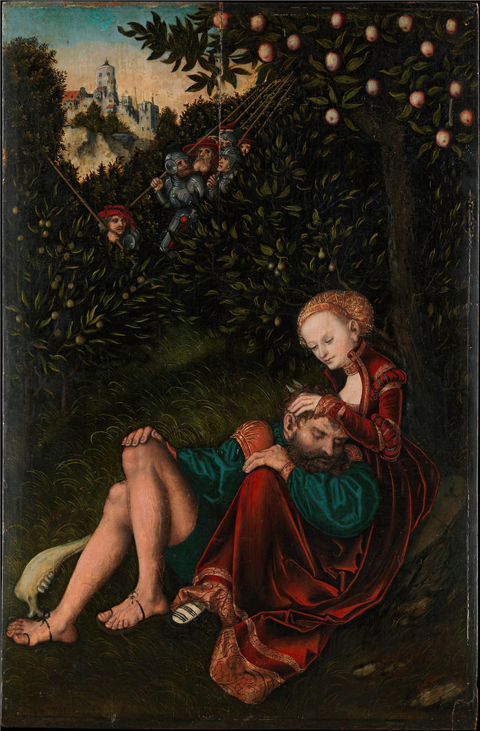 老卢卡斯·克拉纳赫(Lucas Cranach the Elder,德国画家)高清作品-《参孙和大利拉(约 1528-30 年)》