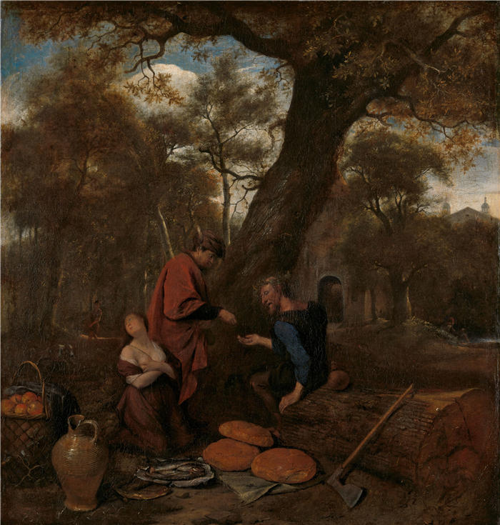 扬·斯汀（Jan Steen，荷兰画家）高清作品-《Erysichthon 卖掉他的女儿 (1650 - 1660)》