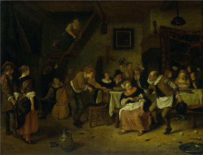 扬·斯汀（Jan Steen，荷兰画家）高清作品-《农民婚礼（1672）》