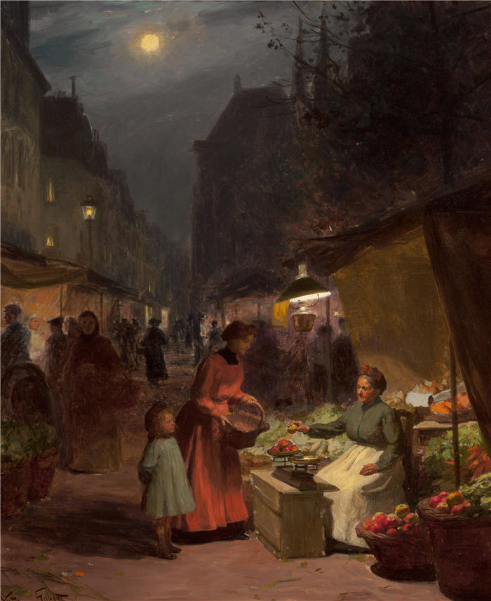 维克多·加布里埃尔·吉尔伯特（Victor Gabriel Gilbert，法国画家）高清作品-《水果小贩》