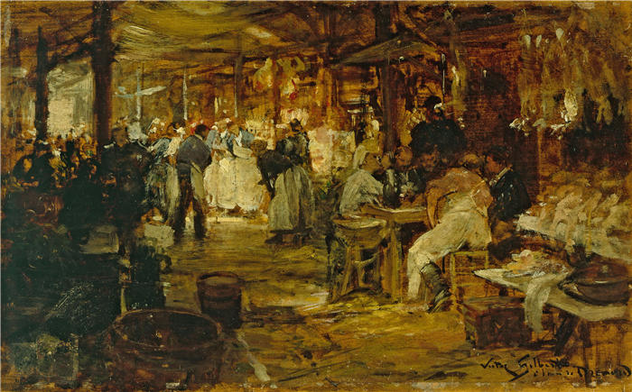 维克多·加布里埃尔·吉尔伯特（Victor Gabriel Gilbert，法国画家）高清作品-《玛德琳集会 (1890)》