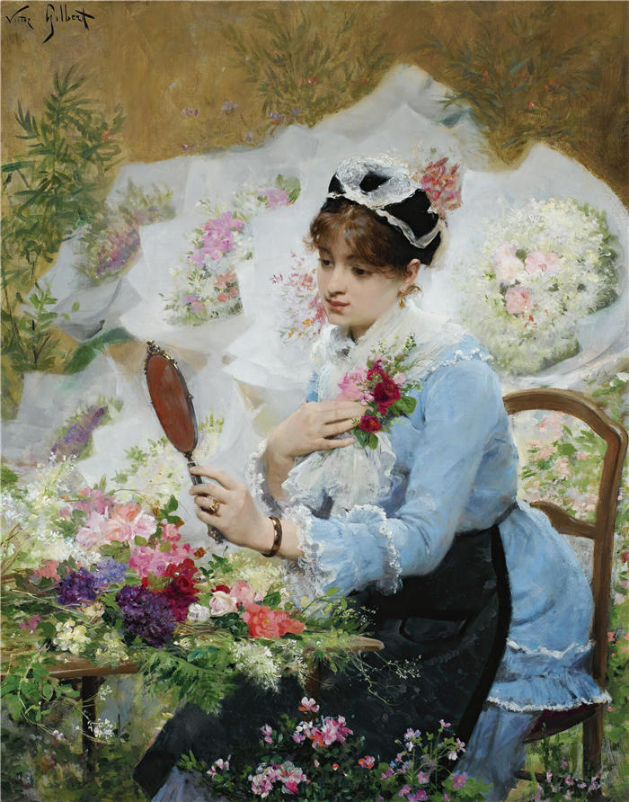 维克多·加布里埃尔·吉尔伯特（Victor Gabriel Gilbert，法国画家）高清作品-《卖花人》