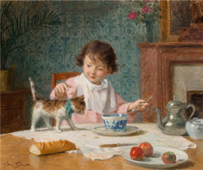 维克多·加布里埃尔·吉尔伯特（Victor Gabriel Gilbert，法国画家）高清作品-《猫女》