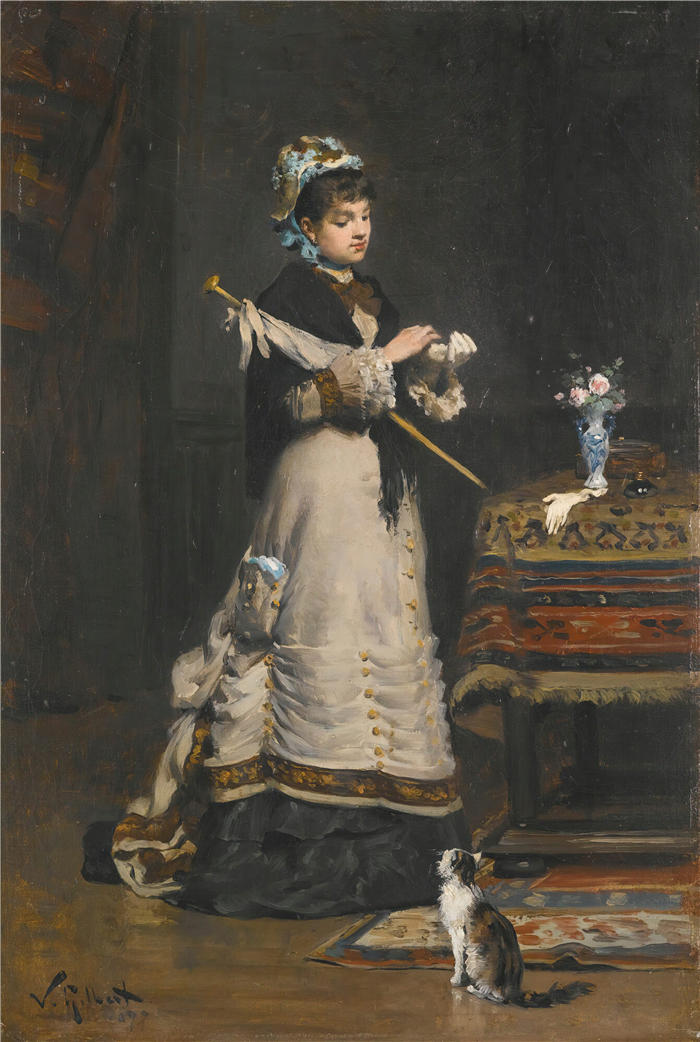 维克多·加布里埃尔·吉尔伯特(Victor Gabriel Gilbert,法国画家)高清作品-《参观后 (1877)》