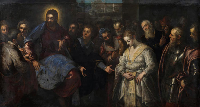 雅各布·丁托列托(Jacopo Tintoretto,意大利画家)高清作品-《基督与奸夫 (1574 - 1635)》
