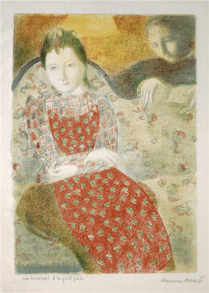 莫里斯·丹尼斯（Maurice Denis，法国画家）高清作品-《在淡银沙发上 (1899)》