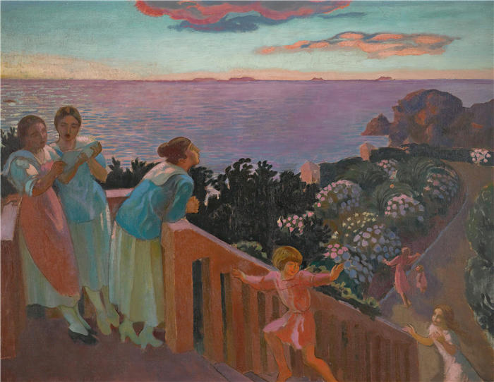 莫里斯·丹尼斯（Maurice Denis，法国画家）高清作品-《绣球花黄昏（1918）》