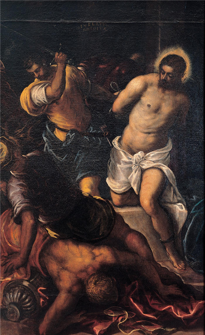 雅各布·丁托列托（Jacopo Tintoretto，意大利画家）高清作品-《用荆棘加冕 (1592)》