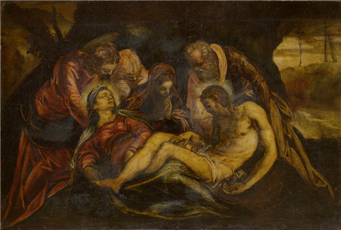 雅各布·丁托列托(Jacopo Tintoretto,意大利画家)高清作品-《哀悼死去的基督(约 1570 年)》