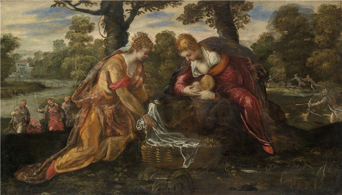 雅各布·丁托列托(Jacopo Tintoretto,意大利画家)高清作品-《摩西的发现(1560 年代)》