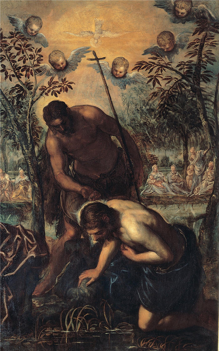 雅各布·丁托列托（Jacopo Tintoretto，意大利画家）高清作品-《基督的洗礼（1585）》