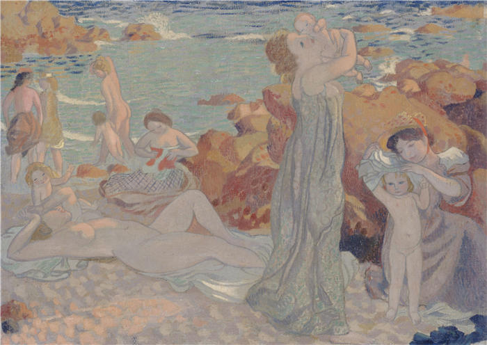 莫里斯·丹尼斯（Maurice Denis，法国画家）高清作品-《普杜海滩（1899年）》
