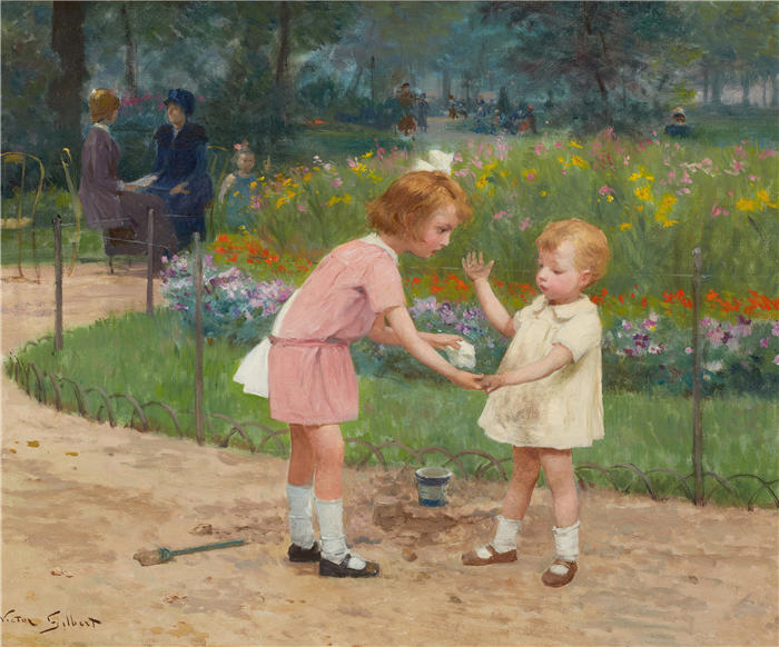 维克多·加布里埃尔·吉尔伯特（Victor Gabriel Gilbert，法国画家）高清作品-《卢森堡花园》