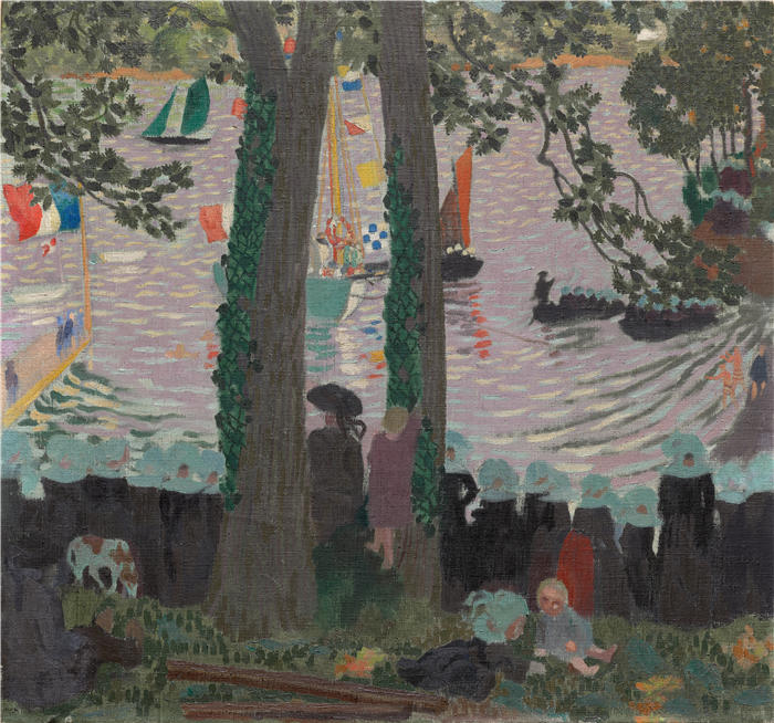 莫里斯·丹尼斯（Maurice Denis，法国画家）高清作品-《贝隆河上一艘游艇的祝福（1899）》