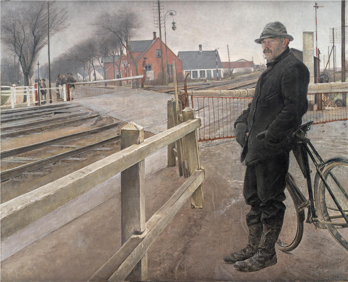 劳里茨·安徒生·瑞(Laurits Andersen Ring，丹麦画家)高清作品-《等火车（1914 年）》