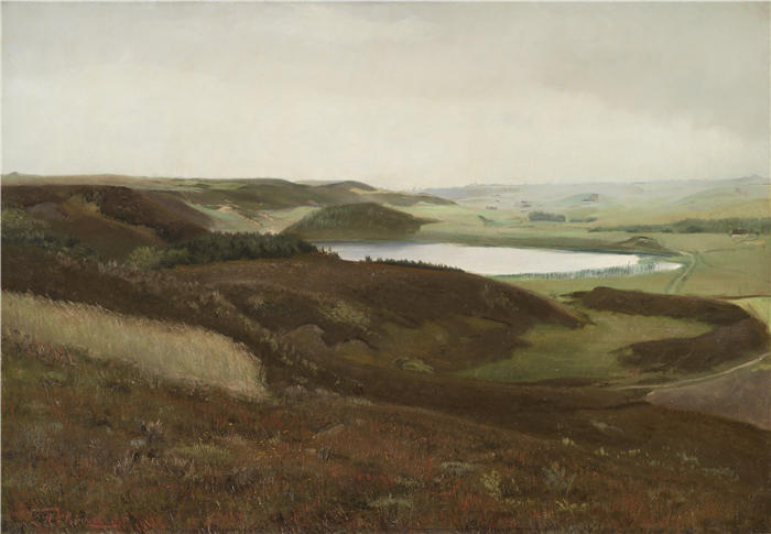 劳里茨·安徒生·瑞(Laurits Andersen Ring，丹麦画家)高清作品-《日德兰半岛布吕鲁普附近的风景（1888 年）》