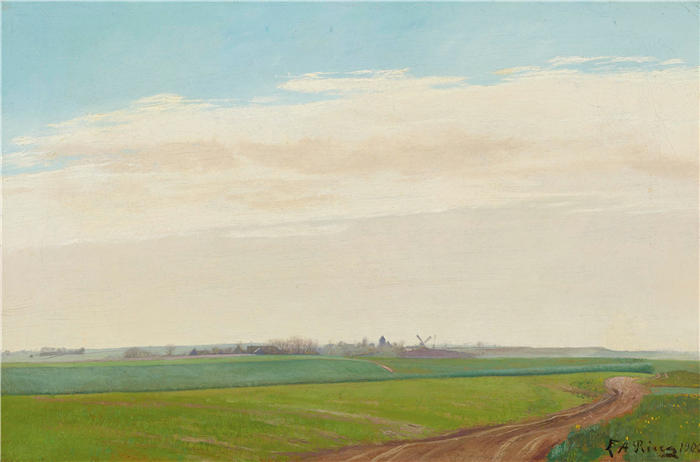 劳里茨·安徒生·瑞(Laurits Andersen Ring，丹麦画家)高清作品-《夏日风景 (1900)》