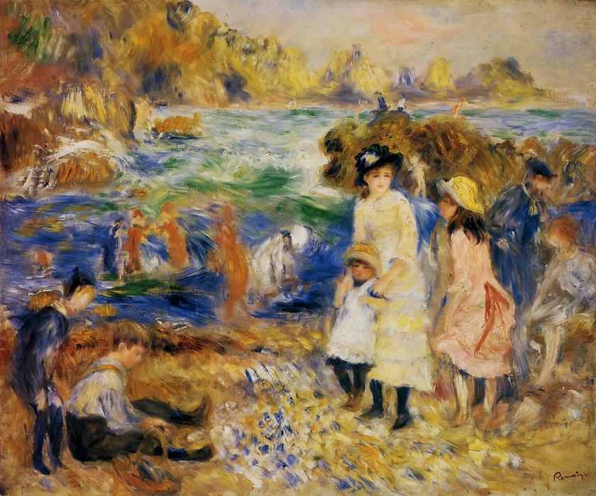 前1000幅世界名画-《根西岛海边的孩子们》 Pierre-Auguste Renoir - 布面油画 - 54 x 65 cm