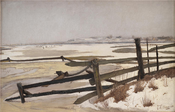 劳里茨·安徒生·瑞(Laurits Andersen Ring，丹麦画家)高清作品-《解冻 (1901)》
