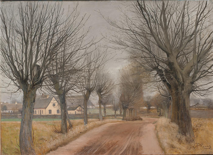 劳里茨·安徒生·瑞(Laurits Andersen Ring，丹麦画家)高清作品-《新西兰温德罗德附近的一条道路（1898 年）》