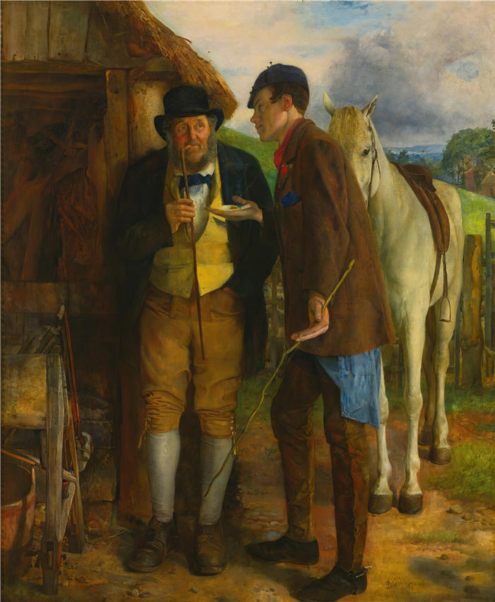 厄斯金·尼科尔 （Erskine Nicol，苏格兰画家）高清作品-《金钱问题 (1874)》