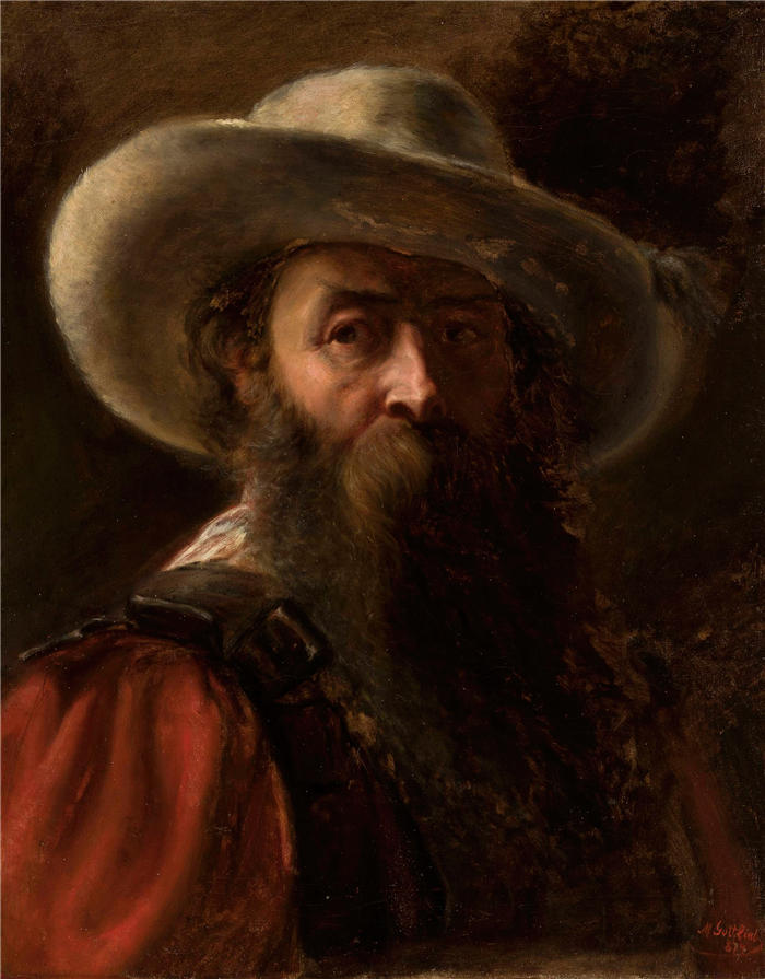 莫里西·戈特利布（Maurycy Gottlieb，波兰画家）高清作品-《一个男人的肖像（1874 年）》