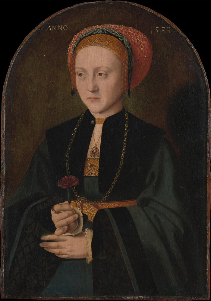 老巴塞尔·布鲁因（Barthel Bruyn the Elder，德国画家）高清作品-《一个女人的肖像（1533）》