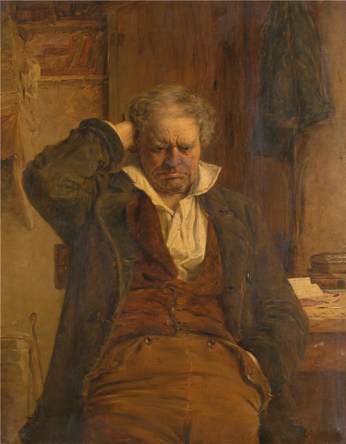 厄斯金·尼科尔 （Erskine Nicol，苏格兰画家）高清作品-《困扰 (1871)》