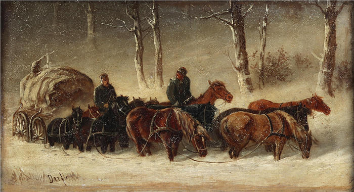 阿尔弗雷德·斯坦纳克(Alfred Steinacker,奥地利画家)高清作品-《打开马拉雪橇》