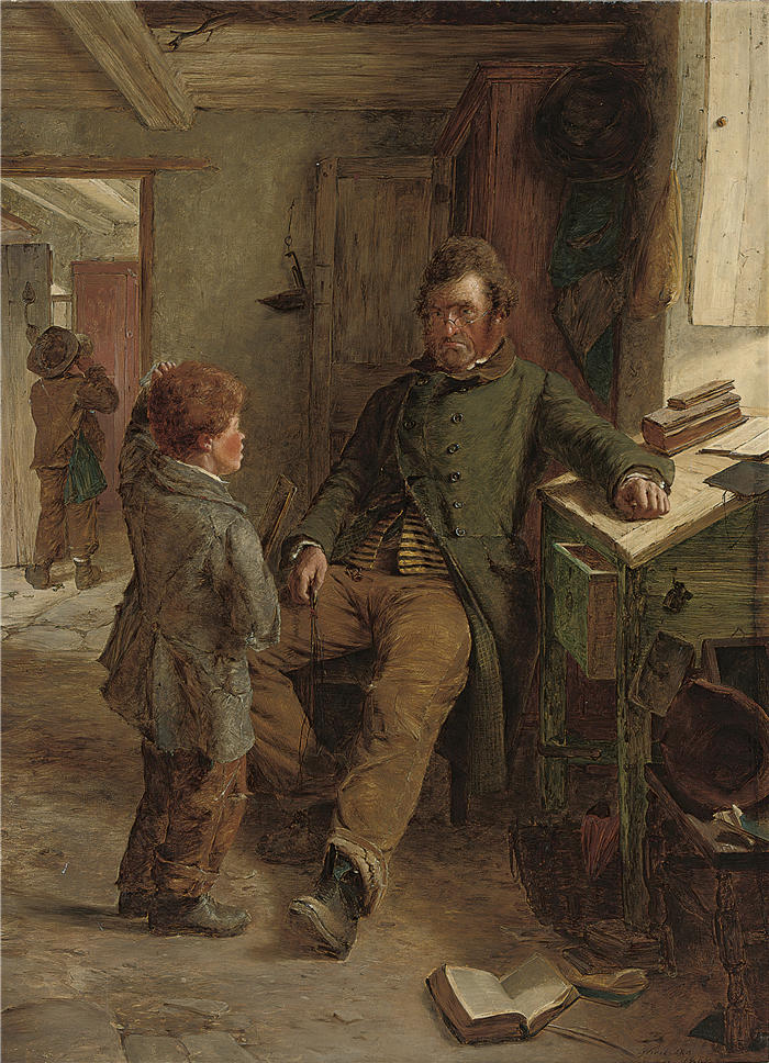 厄斯金·尼科尔 （Erskine Nicol，苏格兰画家）高清作品-《双方都感到困惑（1868 年）》