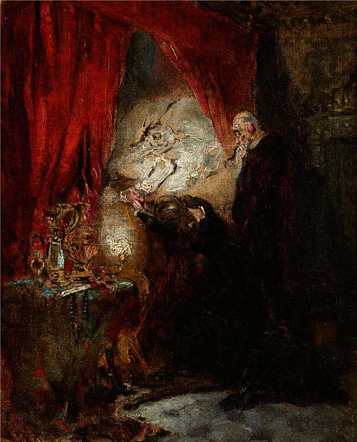 莫里西·戈特利布（Maurycy Gottlieb，波兰画家）高清作品-《在临终前 (1876)》