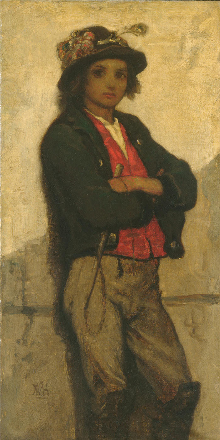 威廉·莫里斯·亨特(William Morris Hunt,美国画家)高清作品-《意大利男孩 (1866)》