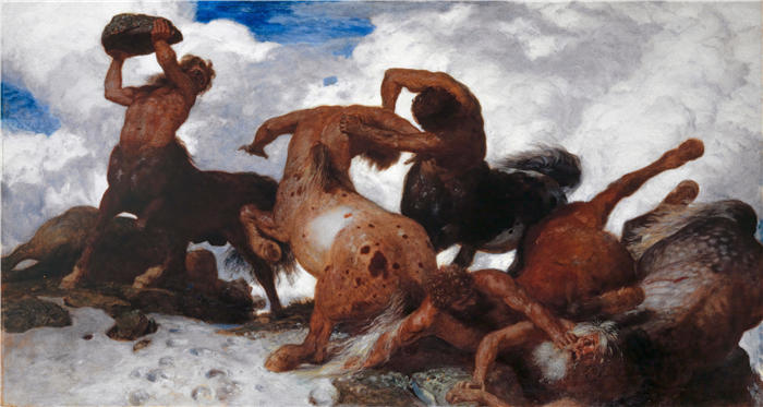 阿诺德·伯克林（瑞士画家 ，Arnold Böcklin）高清作品-《半人马之战 (1872-1873)》