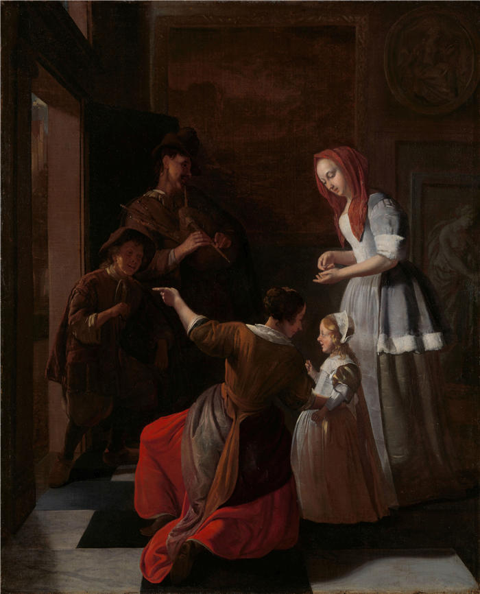 雅各布·奥克特维尔特（Jacob Ochtervelt，荷兰画家）高清作品-《球员（c. 1660 - c. 1682）》