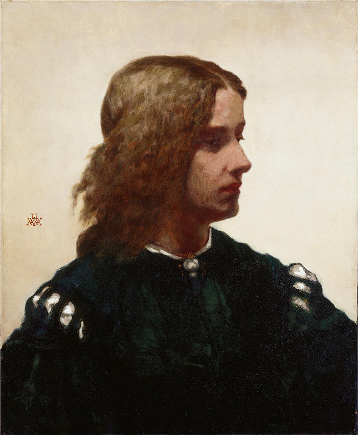 威廉·莫里斯·亨特（William Morris Hunt，美国画家）高清作品-《理想头像 (1865)》
