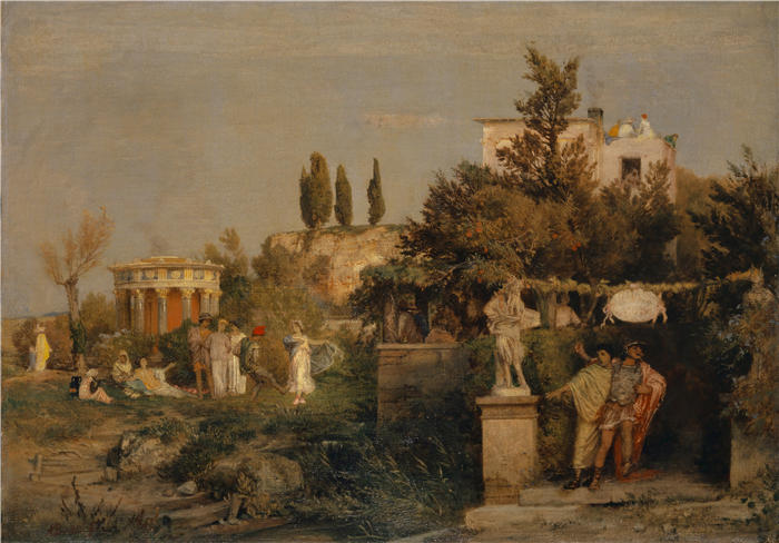 阿诺德·伯克林（瑞士画家 ，Arnold Böcklin）高清作品-《古罗马酒馆 (1866)》