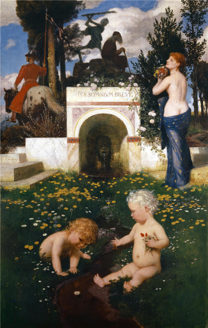 阿诺德·伯克林（瑞士画家 ，Arnold Böcklin）高清作品-《短暂的梦想（1888 年）》